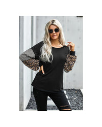 Thumbnail for Azura Exchange Leopard Sleeve Colorblock Top - M