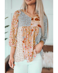 Thumbnail for Azura Exchange Floral V-Neck Babydoll Top - S