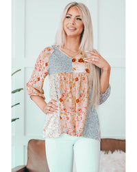 Thumbnail for Azura Exchange Floral V-Neck Babydoll Top - S