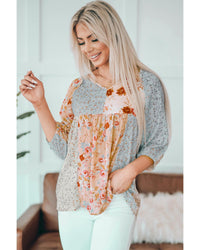 Thumbnail for Azura Exchange Floral V-Neck Babydoll Top - S