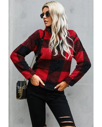 Thumbnail for Azura Exchange Half Zip Checkered Pullover - M