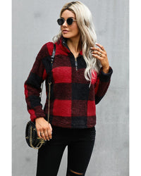 Thumbnail for Azura Exchange Half Zip Checkered Pullover - M