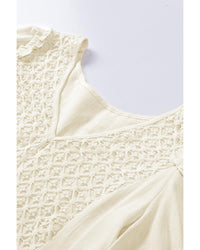 Thumbnail for Azura Exchange V-Neck Crochet Detail Babydoll Top - S