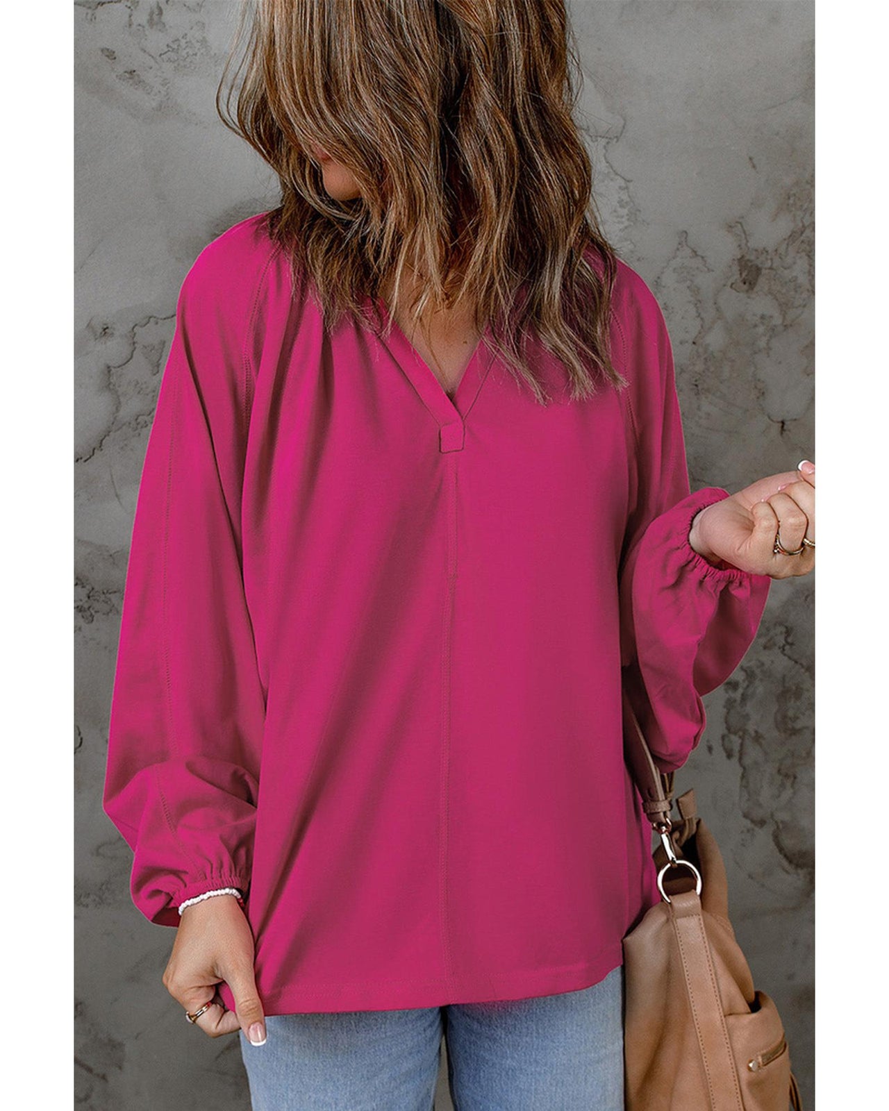 Azura Exchange Split V Neck Dolman Top - XL