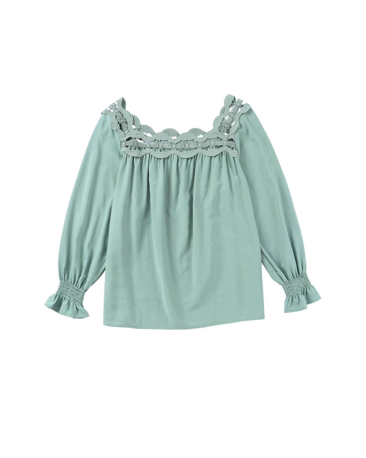 Azura Exchange Hollow-out Scalloped Neck Blouse - XL