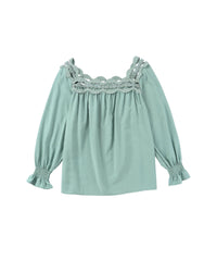 Thumbnail for Azura Exchange Hollow-out Scalloped Neck Blouse - XL