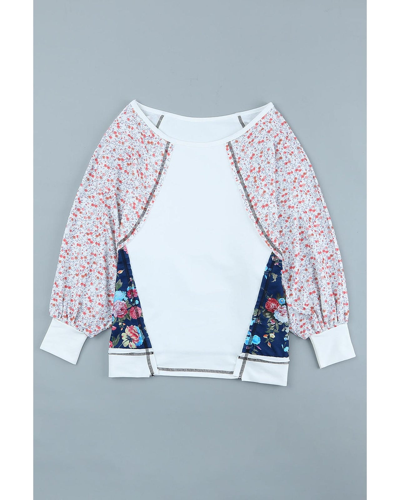 Azura Exchange Patchwork Floral Print Long Sleeve Top - M