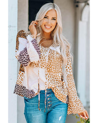 Thumbnail for Azura Exchange Leopard Ribbon Tie Blouse - S