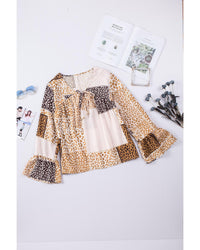 Thumbnail for Azura Exchange Leopard Ribbon Tie Blouse - S