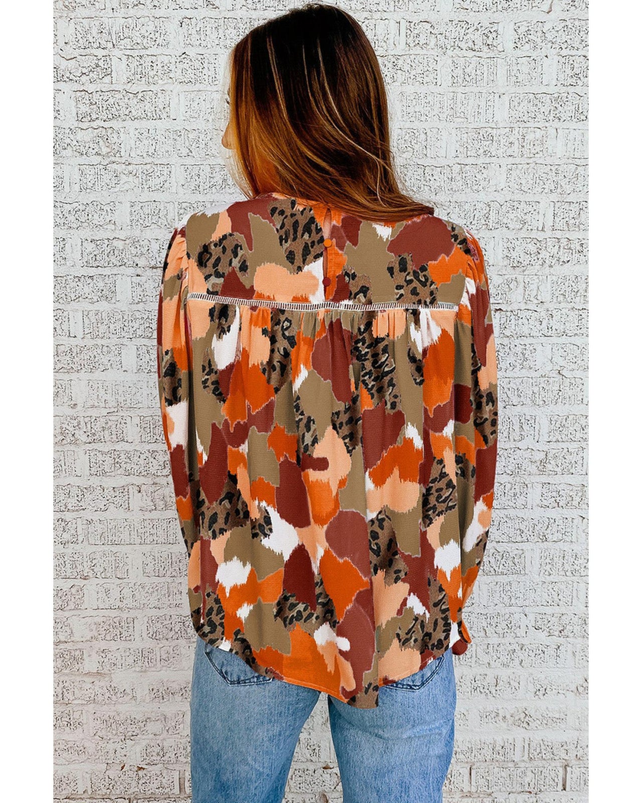 Azura Exchange Printed Long Sleeve Blouse - 2XL