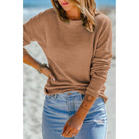 Thumbnail for Azura Exchange Waffle Knit Drop Shoulder Long Sleeve Top - L