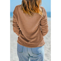 Thumbnail for Azura Exchange Waffle Knit Drop Shoulder Long Sleeve Top - L