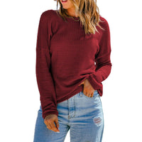 Thumbnail for Azura Exchange Waffle Knit Drop Shoulder Long Sleeve Top - L