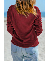 Thumbnail for Azura Exchange Waffle Knit Drop Shoulder Long Sleeve Top - M