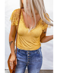 Thumbnail for Azura Exchange Lace Crochet Short Sleeve T-Shirt - S