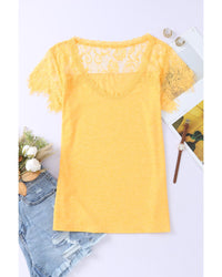 Thumbnail for Azura Exchange Lace Crochet Short Sleeve T-Shirt - S