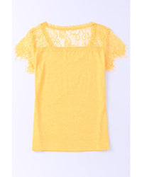 Thumbnail for Azura Exchange Lace Crochet Short Sleeve T-Shirt - S