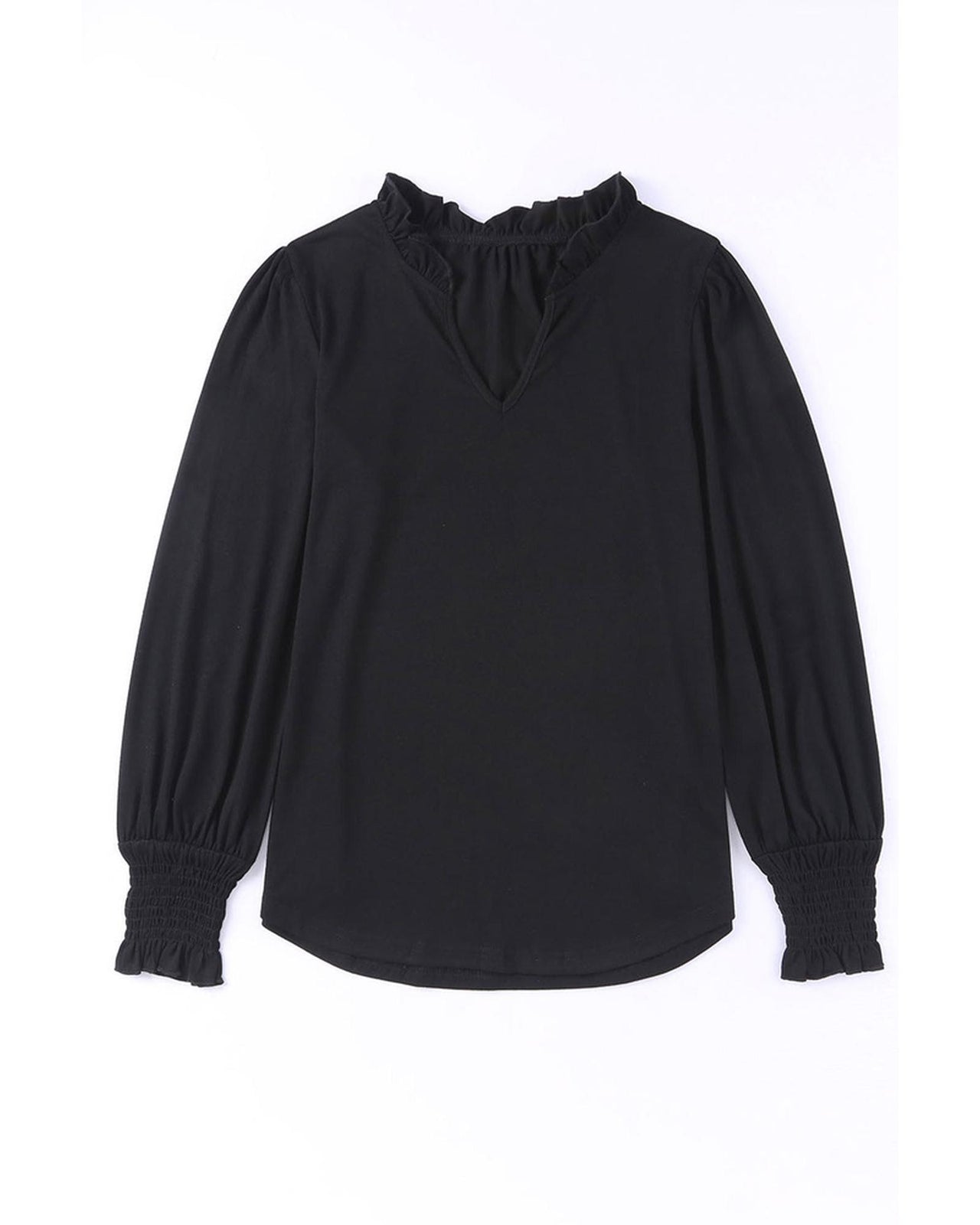 Azura Exchange Frill V Neck Puff Long Sleeve Top - L