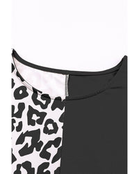 Thumbnail for Azura Exchange Leopard Patchwork Short Sleeves Top - L