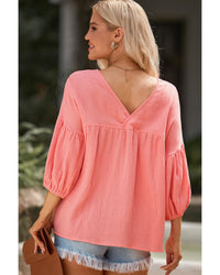 Thumbnail for Azura Exchange V Neck Bracelet Sleeve Babydoll Blouse - 2XL