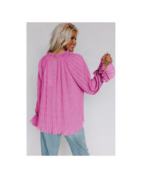 Thumbnail for Azura Exchange Pleated Flared Cuff Long Sleeve Blouse - L