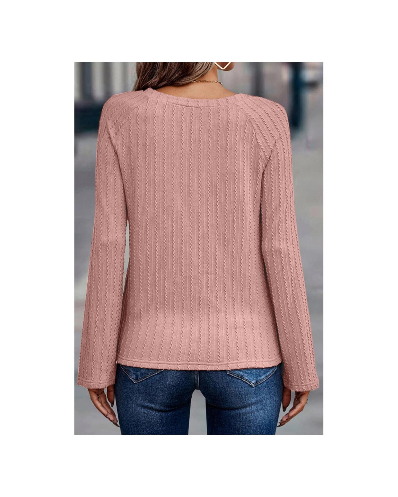 Azura Exchange Ribbed Knit Long Sleeve Top - L