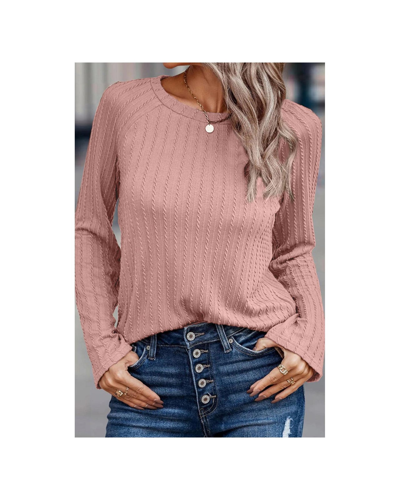 Azura Exchange Ribbed Knit Long Sleeve Top - L