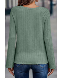 Thumbnail for Azura Exchange Green Ribbed Round Neck Knit Top - L