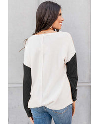 Thumbnail for Azura Exchange Colorblock Knit Top with Chest Pocket - M