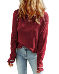 Thumbnail for Azura Exchange Textured Round Neck Long Sleeve Top - L