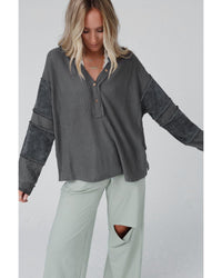 Thumbnail for Azura Exchange Contrast Patched Exposed Seam Henley Top - 2XL