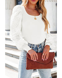 Thumbnail for Azura Exchange Ribbed Knit Puff Sleeve Top - L