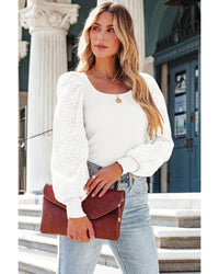 Thumbnail for Azura Exchange Ribbed Knit Puff Sleeve Top - M