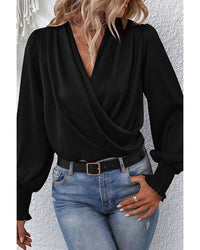 Thumbnail for Azura Exchange Elegant Surplice Neck Draped Blouse - S