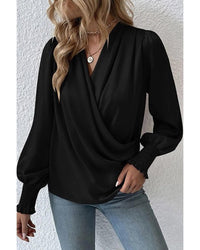 Thumbnail for Azura Exchange Elegant Surplice Neck Draped Blouse - S