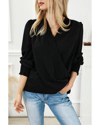 Thumbnail for Azura Exchange Elegant Surplice Neck Draped Blouse - S