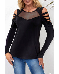 Thumbnail for Azura Exchange Mesh Patch Ripped Long Sleeve Top - L