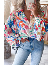 Thumbnail for Azura Exchange Vibrant Floral Printed Billowy Sleeve Shirt - L