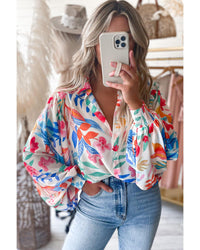 Thumbnail for Azura Exchange Vibrant Floral Printed Billowy Sleeve Shirt - L