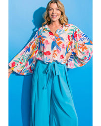 Thumbnail for Azura Exchange Vibrant Floral Printed Billowy Sleeve Shirt - L