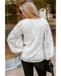 Thumbnail for Azura Exchange Floral Lace Crochet V Neck Top - L