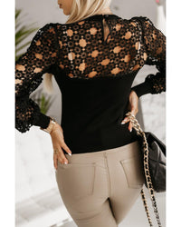 Thumbnail for Azura Exchange Floral Lace Splicing Long Sleeve Top - 2XL