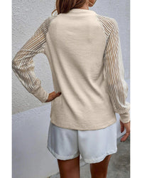 Thumbnail for Azura Exchange Striped Mesh Long Sleeve Ribbed Top - 2XL