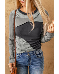 Thumbnail for Azura Exchange Exposed Seam Color Block Ribbed Knit Top - M