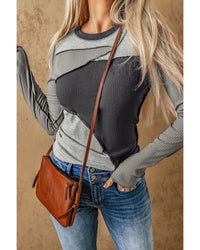 Thumbnail for Azura Exchange Exposed Seam Color Block Ribbed Knit Top - M