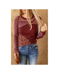 Thumbnail for Azura Exchange Color Block Ribbed Knit Top with Exposed Seams - L