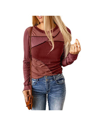 Thumbnail for Azura Exchange Color Block Ribbed Knit Top with Exposed Seams - L