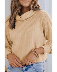 Thumbnail for Azura Exchange Apricot Waffle Knit Turtleneck Top - L