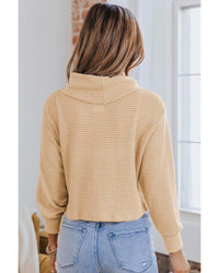 Thumbnail for Azura Exchange Apricot Waffle Knit Turtleneck Top - L