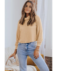 Thumbnail for Azura Exchange Apricot Waffle Knit Turtleneck Top - L